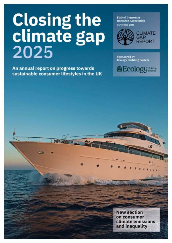 Cover of report which is a big yacht. Closing the climate gap.